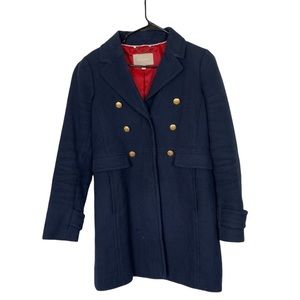 Banana republic classic navy button front pea coat size small preppy old money